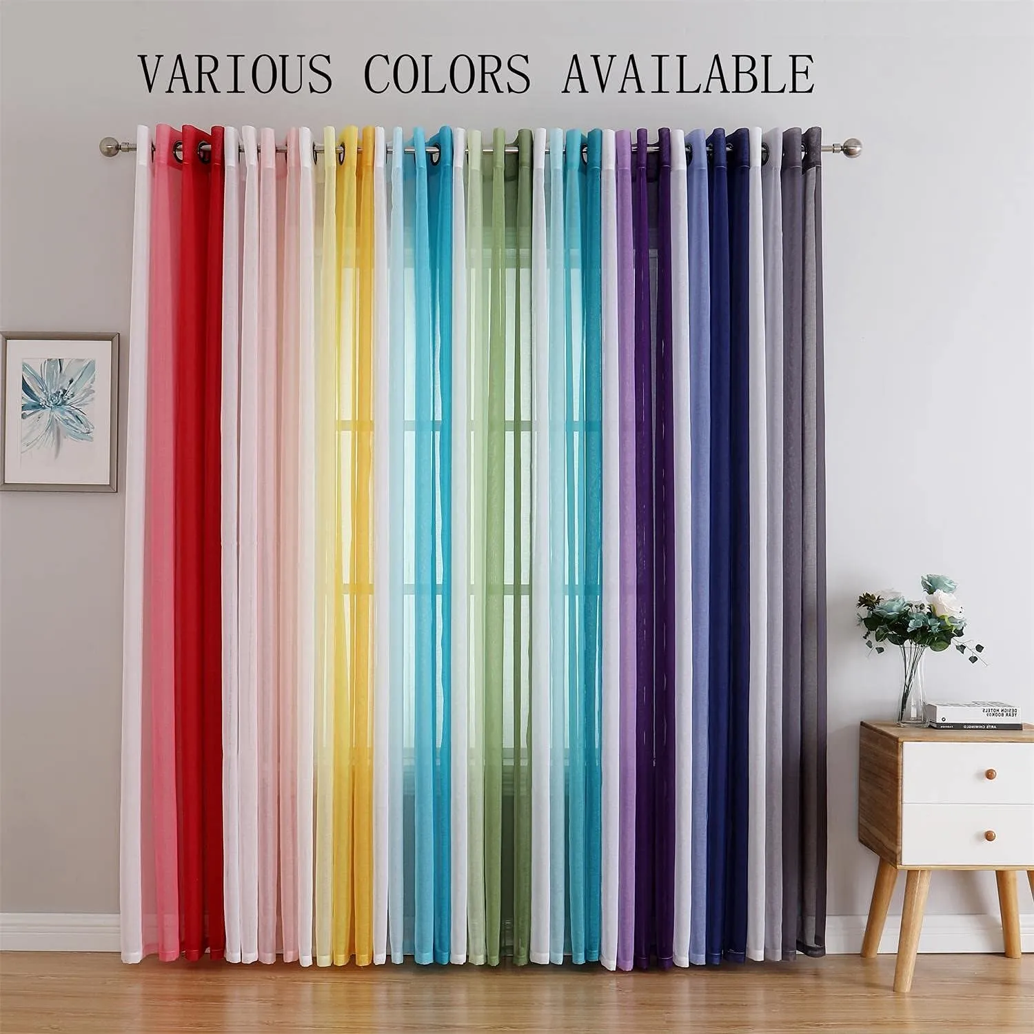 G2000 Sheer Purple and White Ombre Curtains - 63 Inch Length, Light Filtering, Grommet Curtains for Bedroom & Living Room - 2 Panel Set