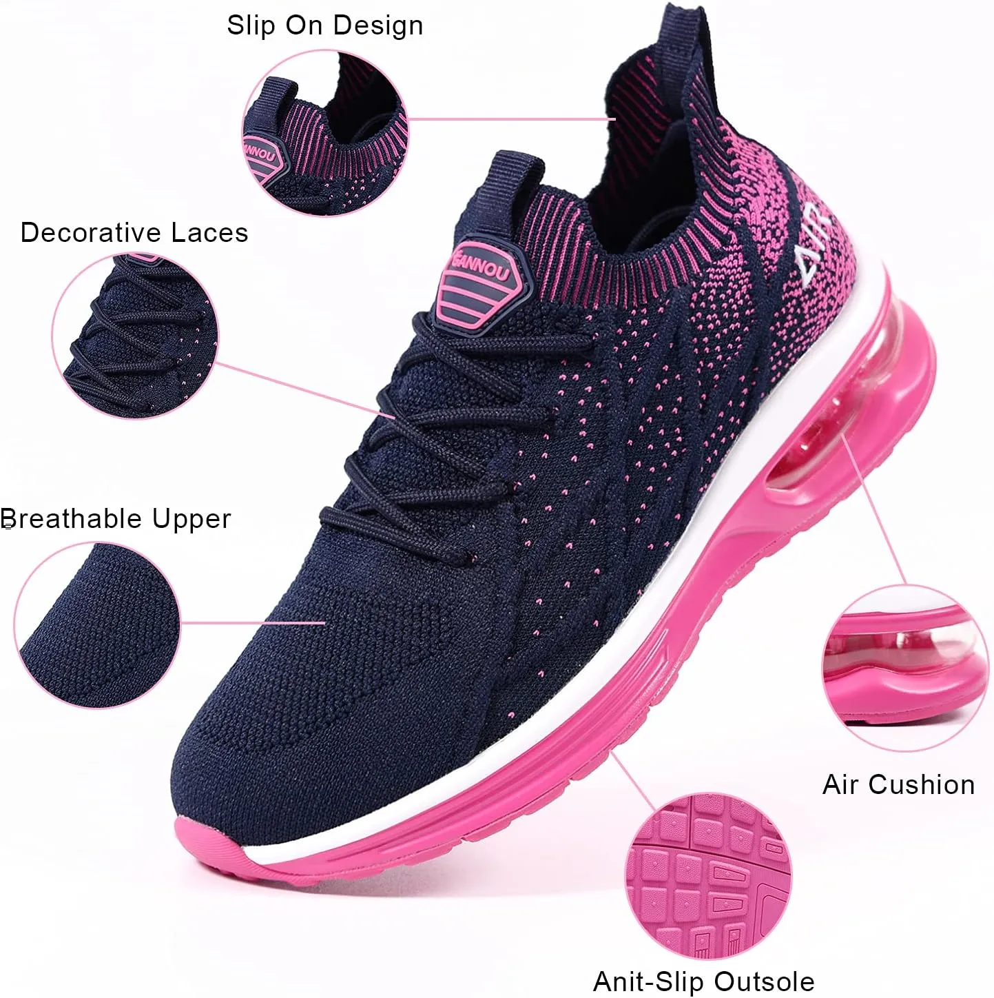 GANNOU Women's Athletic Running Shoes Fashion Sport Gym Jogging Tennis Fitness Sneaker US5.5-11