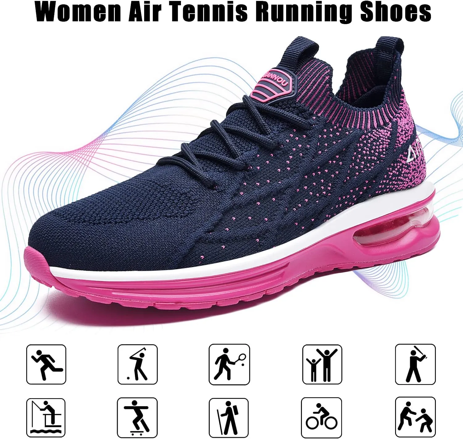 GANNOU Women's Athletic Running Shoes Fashion Sport Gym Jogging Tennis Fitness Sneaker US5.5-11