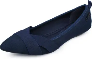 GAWBAW Women's Pointed Toe Flats with Glitter Comfortable Working Flats Low Wedge Casual Dressy Flat Shoes for Women