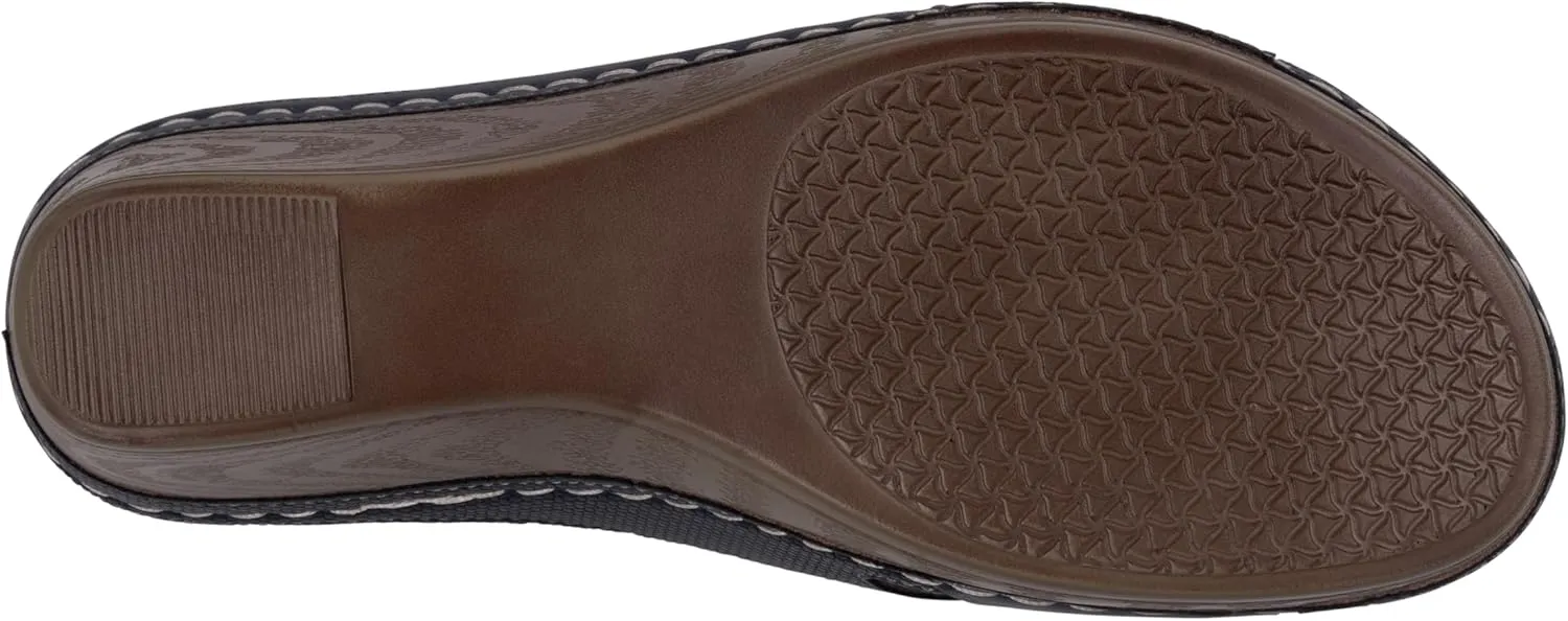 G.C. Shoes Comfortable Slide on cross strap platform wedge