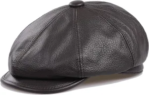 Genuine Leather Newsboy Caps for Men, Real Suede Irish Cabbie Driving Ivy Flat Hat