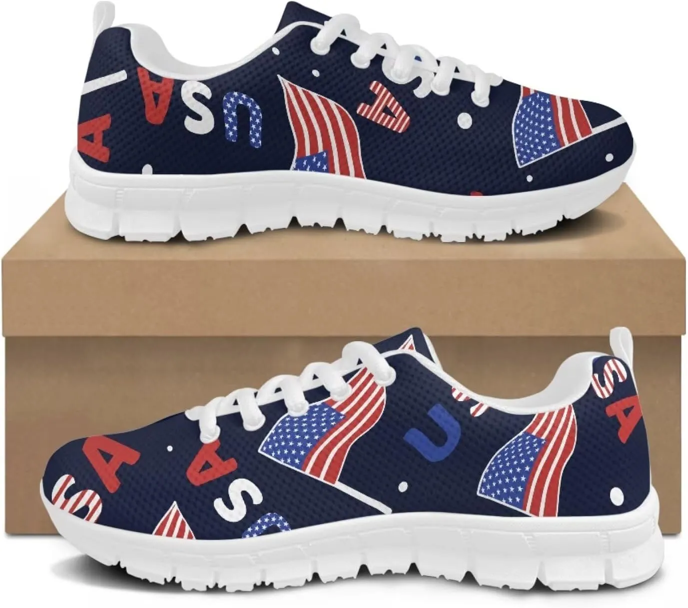 GIFTPUZZ Unisex Outdoor Trainers Sneaker and Walking Shoes Women Men Independence Day Party Shoes Size 39-48