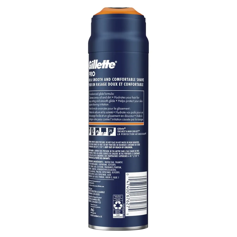 Gillette PRO Shaving Gel For Men Cools To Soothe Skin And Hydrates Facial Hair, 7oz, ProGlide Sensitive 2 in 1 Shave Gel (Pack of 2)