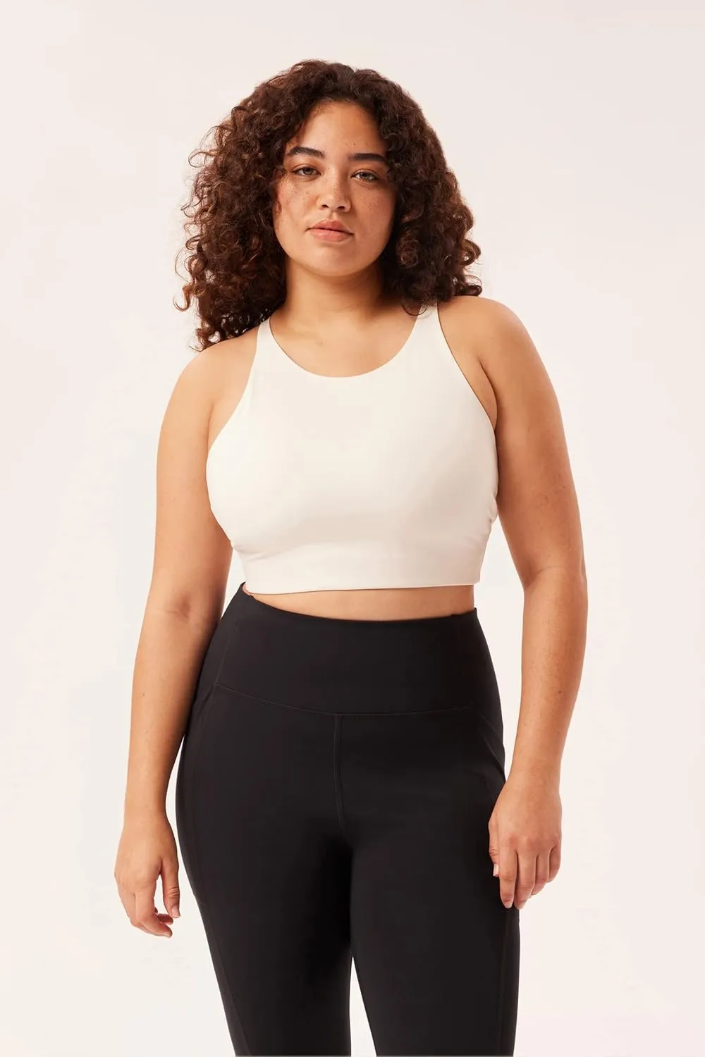 Girlfriend Collective Topanga Halter Sports Bra for Women, High Neck Sports Bra Workout