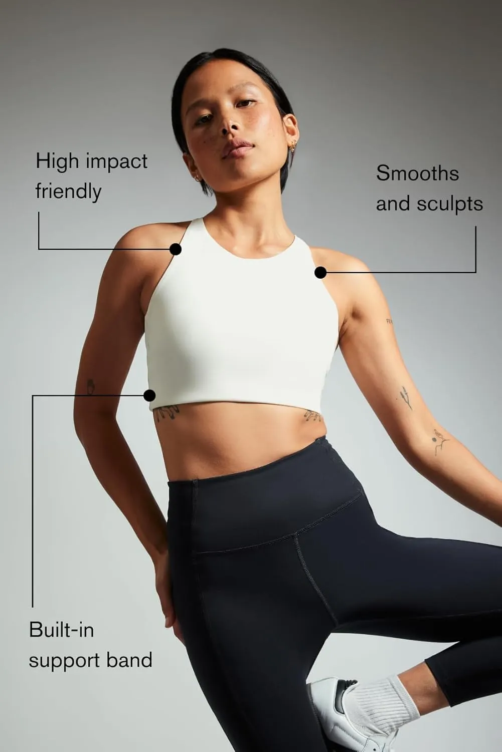 Girlfriend Collective Topanga Halter Sports Bra for Women, High Neck Sports Bra Workout