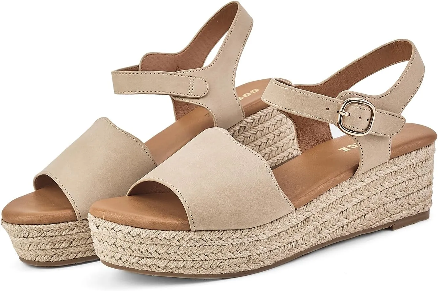 GOSERCE Wedge Sandals for Women Espadrille Platform Sandals Comfortable Lace Up Peep Open Toe for Walking Beach Casual Dressy Summer Shoes