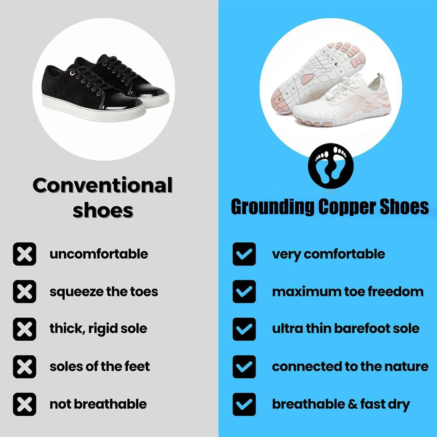 Grounding Shoes with Copper, Skin Pro with Copper - Grounding Allround Barefoot Shoes for Women Men