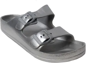 H2K Women's Lightweight Comfort Soft Slides EVA Adjustable Double Buckle Flat Sandals Buddy