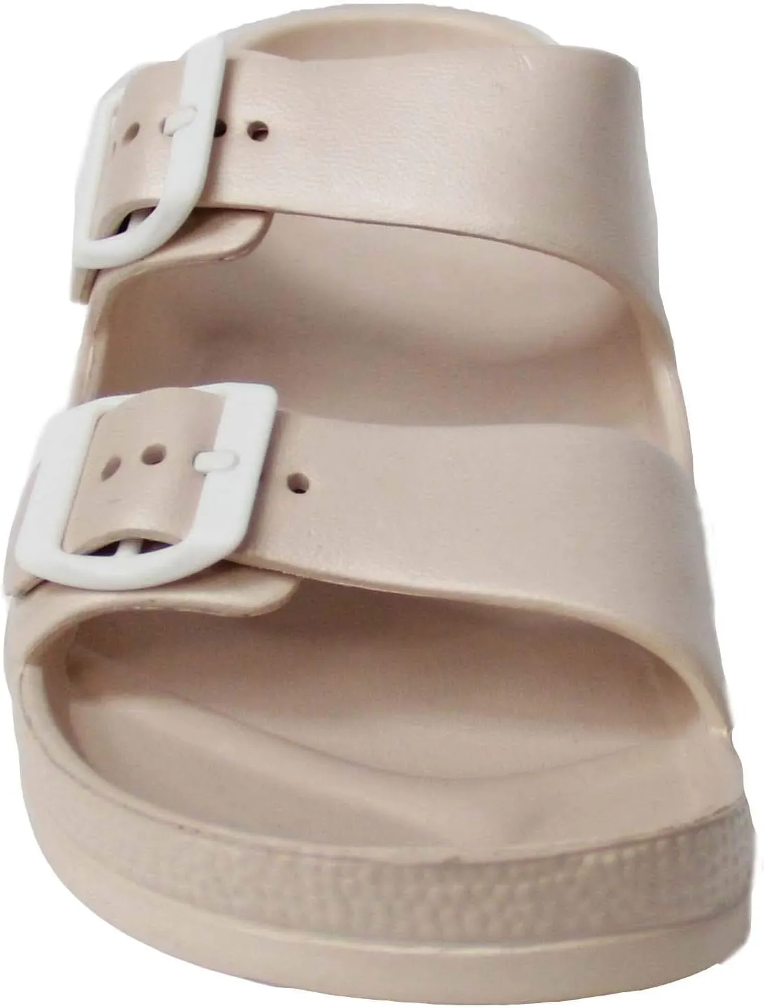 H2K Women's Lightweight Comfort Soft Slides EVA Adjustable Double Buckle Flat Sandals Buddy
