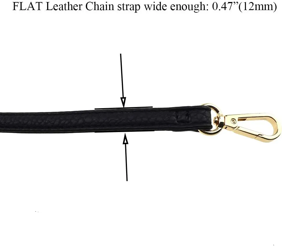 HAHIYO Adjustable Pebbled Black Leather Purse Chain Strap Length 31.5-55.1 Inch Gold Hardware for Shoulder Cross Body Sling Purse Replacement Comfortable 0.47 Inch Wide 4.7mm Extra Thick 1 Pack
