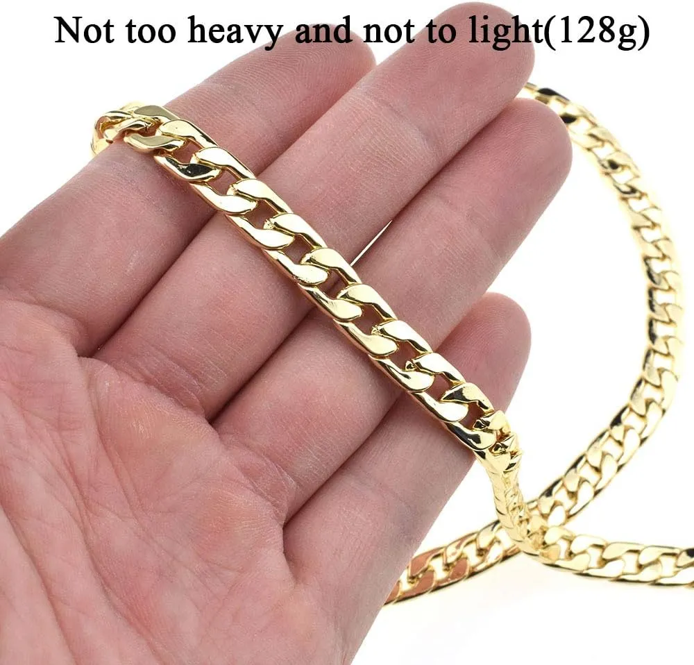 HAHIYO Mini Pochette Purse Chain Strap Slim Wide 7mm for LV Length 55.1 inches Extra Thick 2.6mm Shiny Gold for Shoulder Cross Body Sling Handbag Wallet Clutch Comfortable Flat Metal Strap 1 Pack
