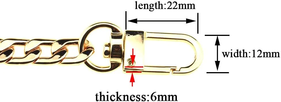 HAHIYO Mini Pochette Purse Chain Strap Slim Wide 7mm for LV Length 55.1 inches Extra Thick 2.6mm Shiny Gold for Shoulder Cross Body Sling Handbag Wallet Clutch Comfortable Flat Metal Strap 1 Pack