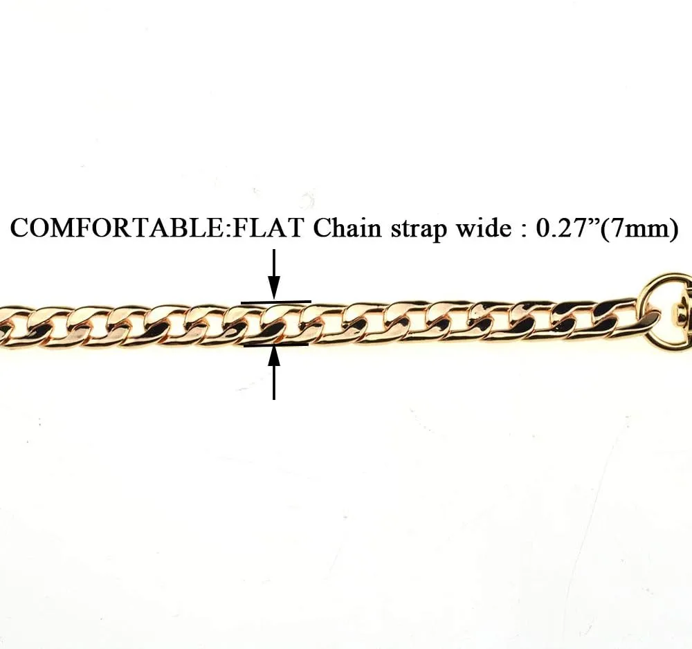 HAHIYO Mini Pochette Purse Chain Strap Slim Wide 7mm for LV Length 55.1 inches Extra Thick 2.6mm Shiny Gold for Shoulder Cross Body Sling Handbag Wallet Clutch Comfortable Flat Metal Strap 1 Pack