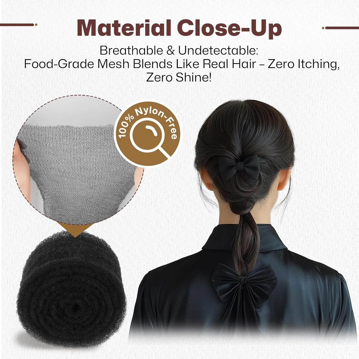 Hair Padding for Updos | Volumizing Hair Donut Bun Maker | Sponge Hair Filler Pads & Undetectable Updo Tool | Includes Bobby Pins, U Shape Hair Pin, Comb and Plastic Clips