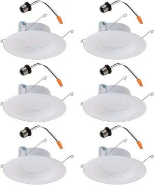 Halo LT 5 inch and 6 inch White Integrated LED Recessed Ceiling Light Retrofit Trim – 3000K – Soft White (6 Pack)