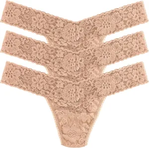 hanky panky - Daily Lace Low Rise Thongs for Women | 3 pack | Comfortable Seamless Underwear Lingerie | One Size (2-12)