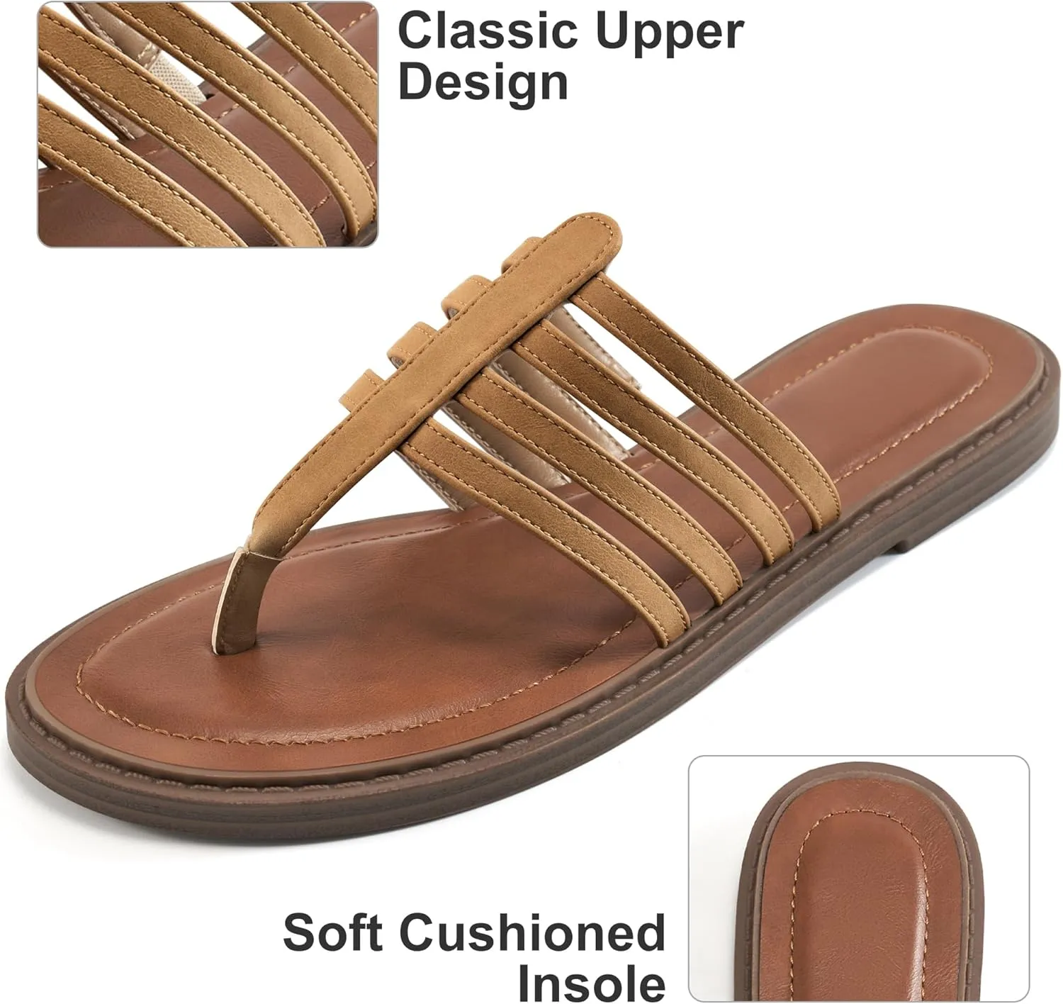 HARENCE Womens Flats Sandals Dressy: Comfortable Summer Slip On Thong Flat Shoes Casual Beach Walking Slide Sandal