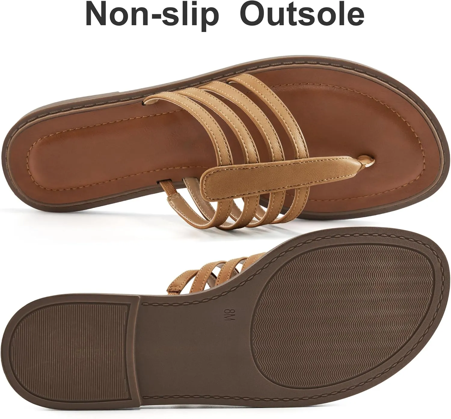 HARENCE Womens Flats Sandals Dressy: Comfortable Summer Slip On Thong Flat Shoes Casual Beach Walking Slide Sandal