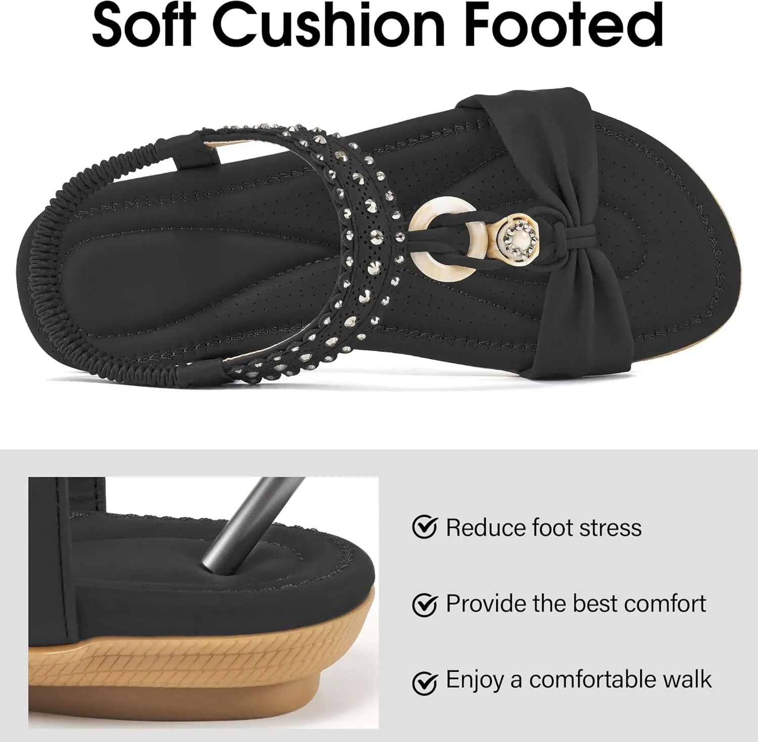 HARENCE Womens Sandals Dressy Flat: Comfortable Elastic Strap Flats Shoes Casual Summer Slip on Sandal for Beach