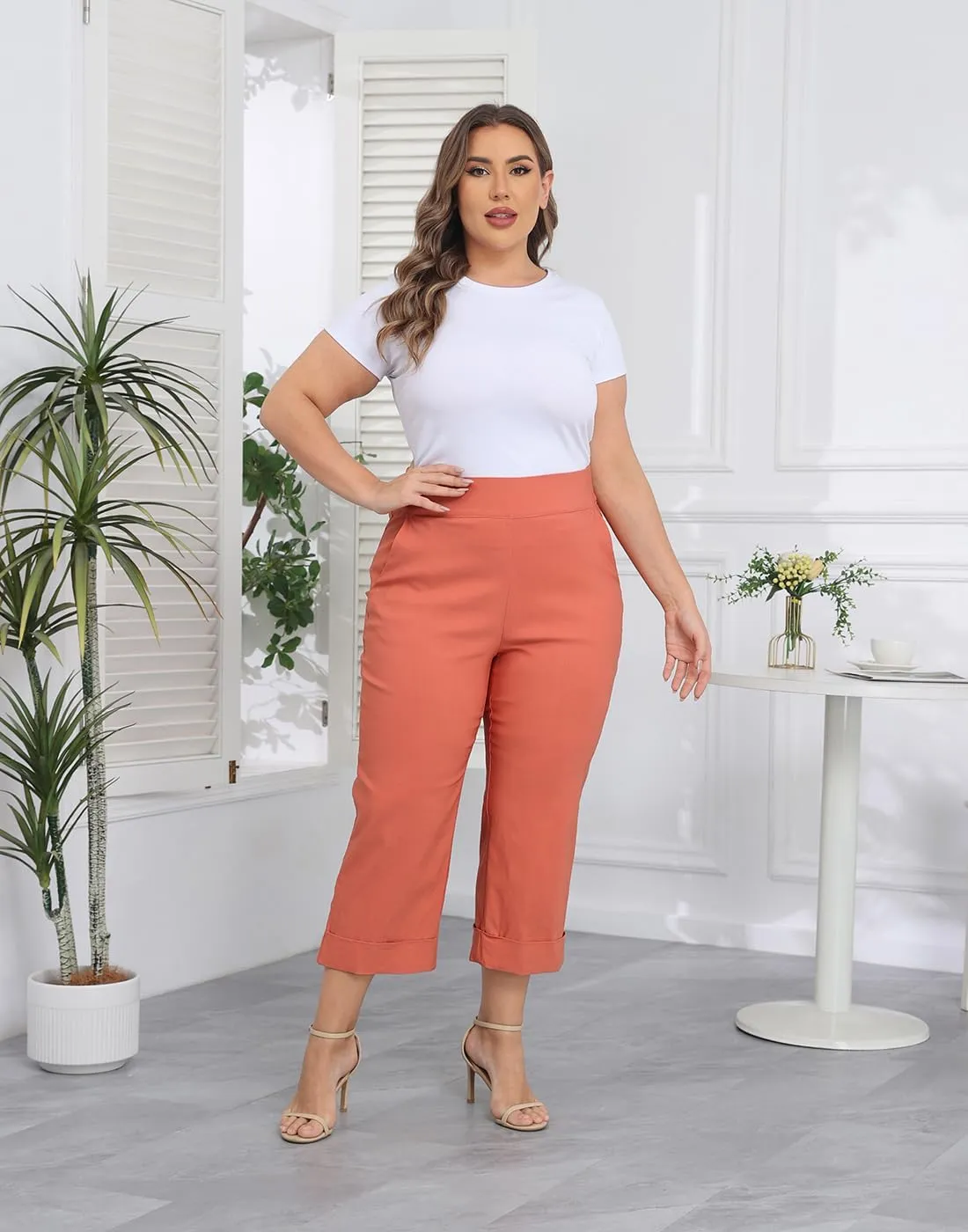 HDE Plus Size Pull On Capris for Women