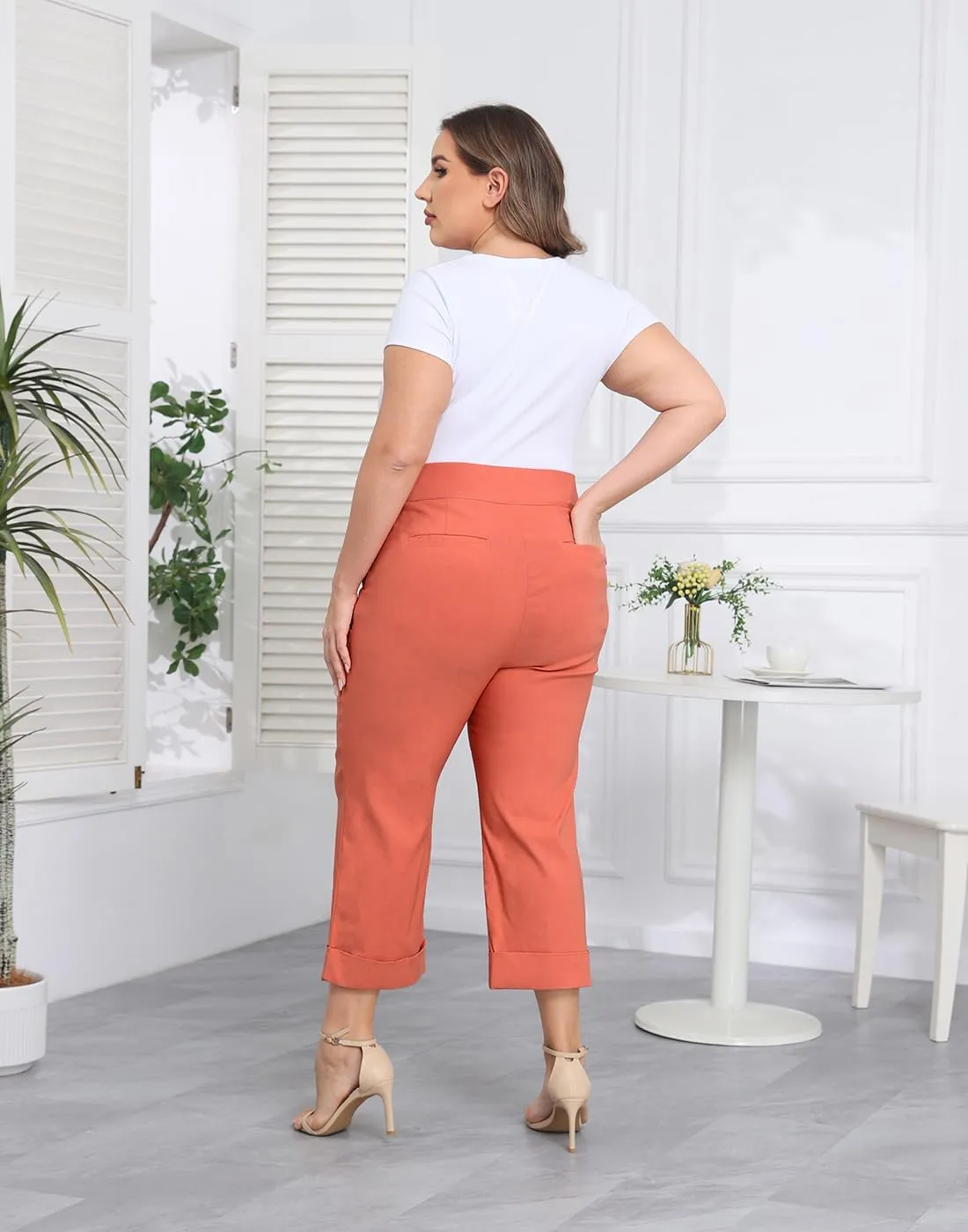 HDE Plus Size Pull On Capris for Women