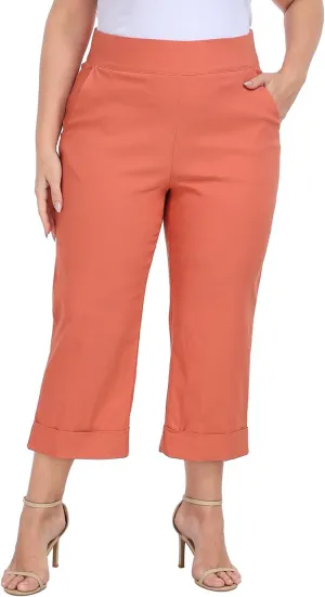 HDE Plus Size Pull On Capris for Women