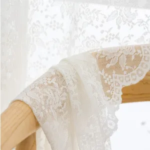 H.ebony Ivory Floral Rose Lace Sheer Curtains 108 inches Long 2 Panels Set French Country Shabby Chic Sheer Lace Curtains for Living Room Window Light Filtering Rod Pocket 52 x 108 Inch Light Cream