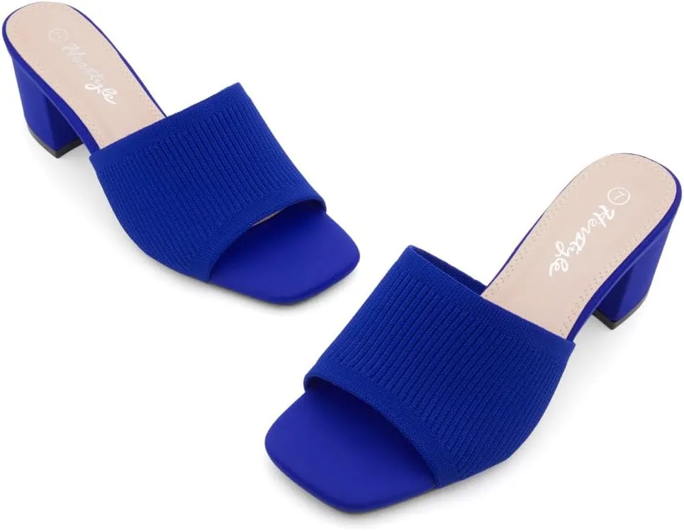 Herstyle Women's Low Heel Slip-On Heeled Mules 2025, Chunky Block Heeled Sandals & Dressy Small Heels, Square Toe | Comfortable Casual Slides for Everyday, Party & Wedding