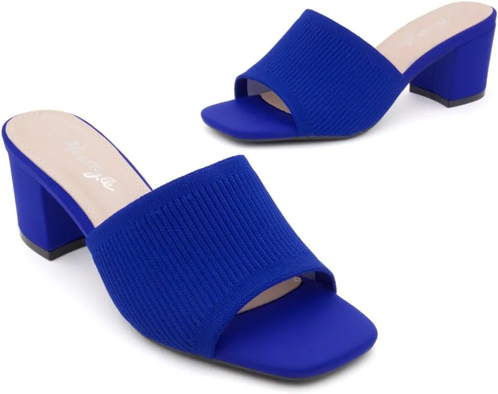 Herstyle Women's Low Heel Slip-On Heeled Mules 2025, Chunky Block Heeled Sandals & Dressy Small Heels, Square Toe | Comfortable Casual Slides for Everyday, Party & Wedding