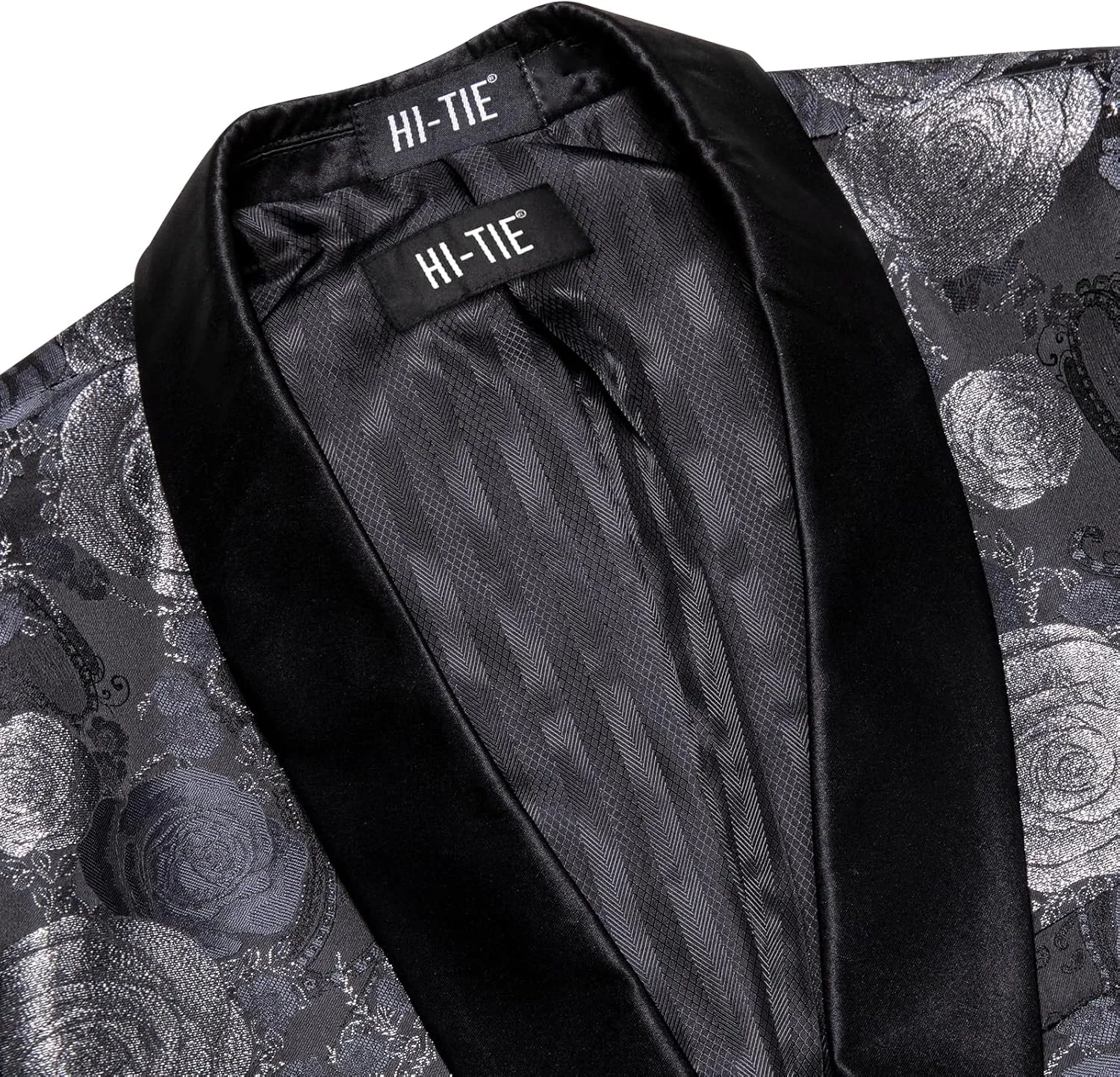 Hi-Tie Stylish Men Suit Jacket Blazer Shawl Lapel One Button Slim Fit Long Sleeve Jacket Tuxedo Party Dinner
