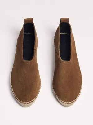 High-fronted suede espadrille slippers