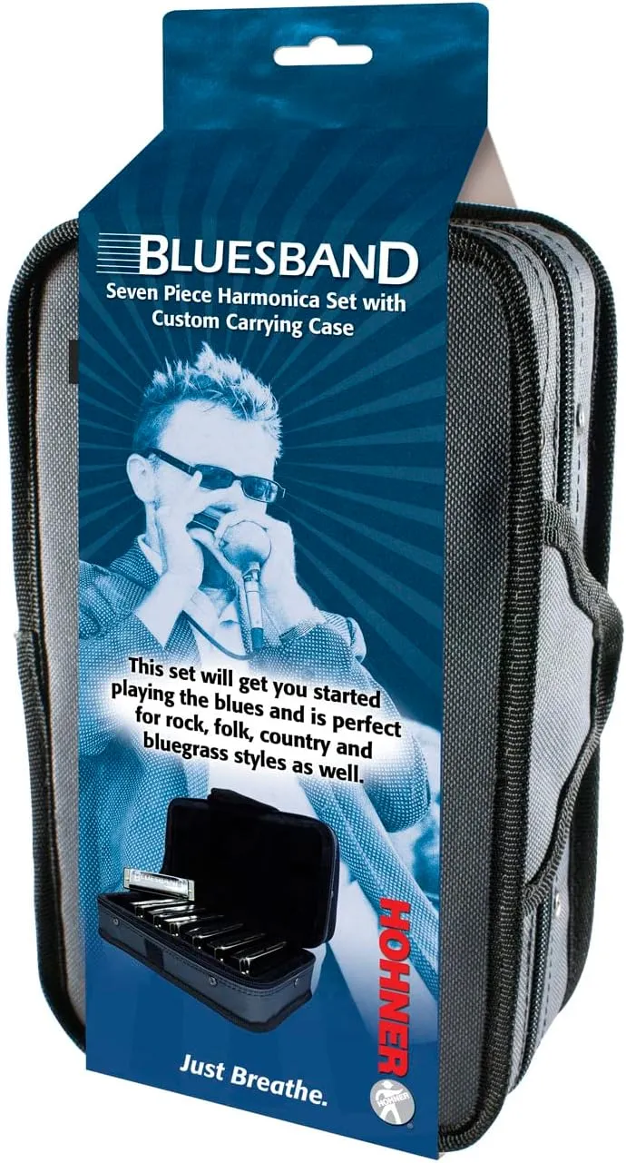 HOHNER Bluesband 7 Pack, Key of G, A, B Flat, C, D, E, and F with Case (1501/7)