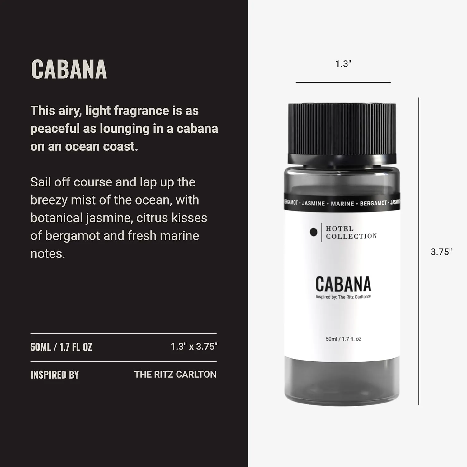 Hotel Collection - Cabana Essential Oil Scent - Luxury Hotel Inspired Aromatherapy Scent Diffuser Oil - Hints of Marine, Bergamont, & Jasmine - for Essential Oil Diffusers - 50mL