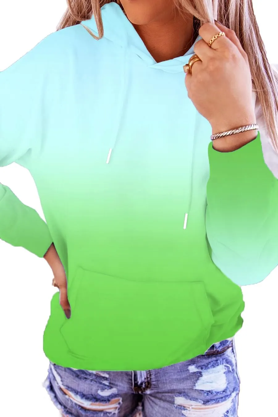 HVEPUO Womens Hoodies Fall Long Sleeve Drawstring Pullover Tops With Pockets Girls' Fashion Loose Casual Sweatshirt For Women