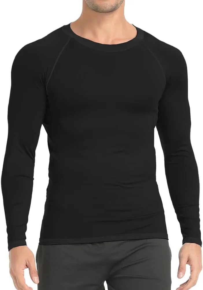 HYCOPROT Compression Shirts for Men Athletic Long Sleeve Base Layer Workout Rash Guard Shirt