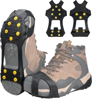 Ice Cleats Snow Traction Cleats, 10-Studs Walk Traction Cleats Crampons for Walking on Snow and Ice Anti Slip Rubber Walking Cleats Slip-on Stretch Footwear for Women Men Kids