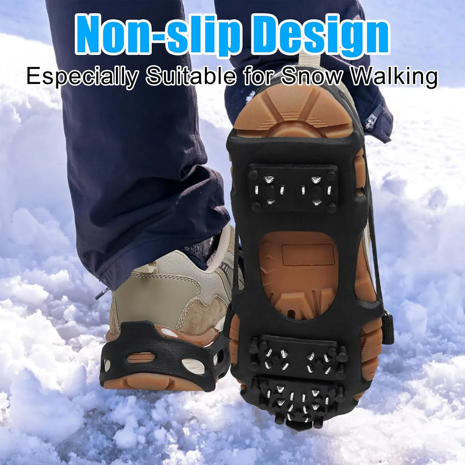 Ice Cleats Snow Traction Cleats Crampons for Shoes and Boots Men Women Anti Slip Ice Shoes Gripper Overshoe Slip-on Stretch Footwear