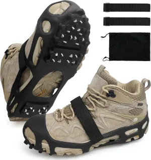Ice Cleats Snow Walk Traction Cleats Crampon for Walking on Snow and Ice Upgrade 28 Studs Non-Slip Overshoe Rubber Anti Slip Crampons Slip-on Stretch Footwear