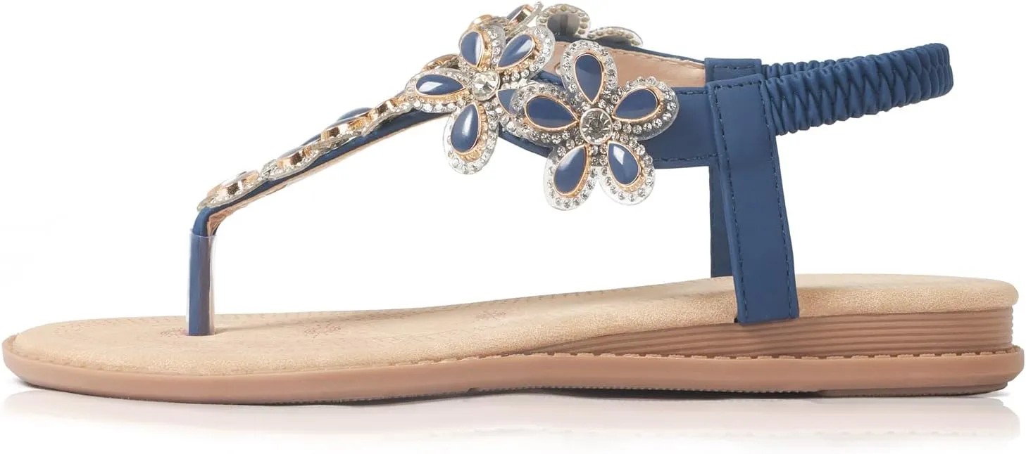 iCKER Women Sandals Rhinestone Dressy Casual Summer flat flip flops Comfortable Sandals