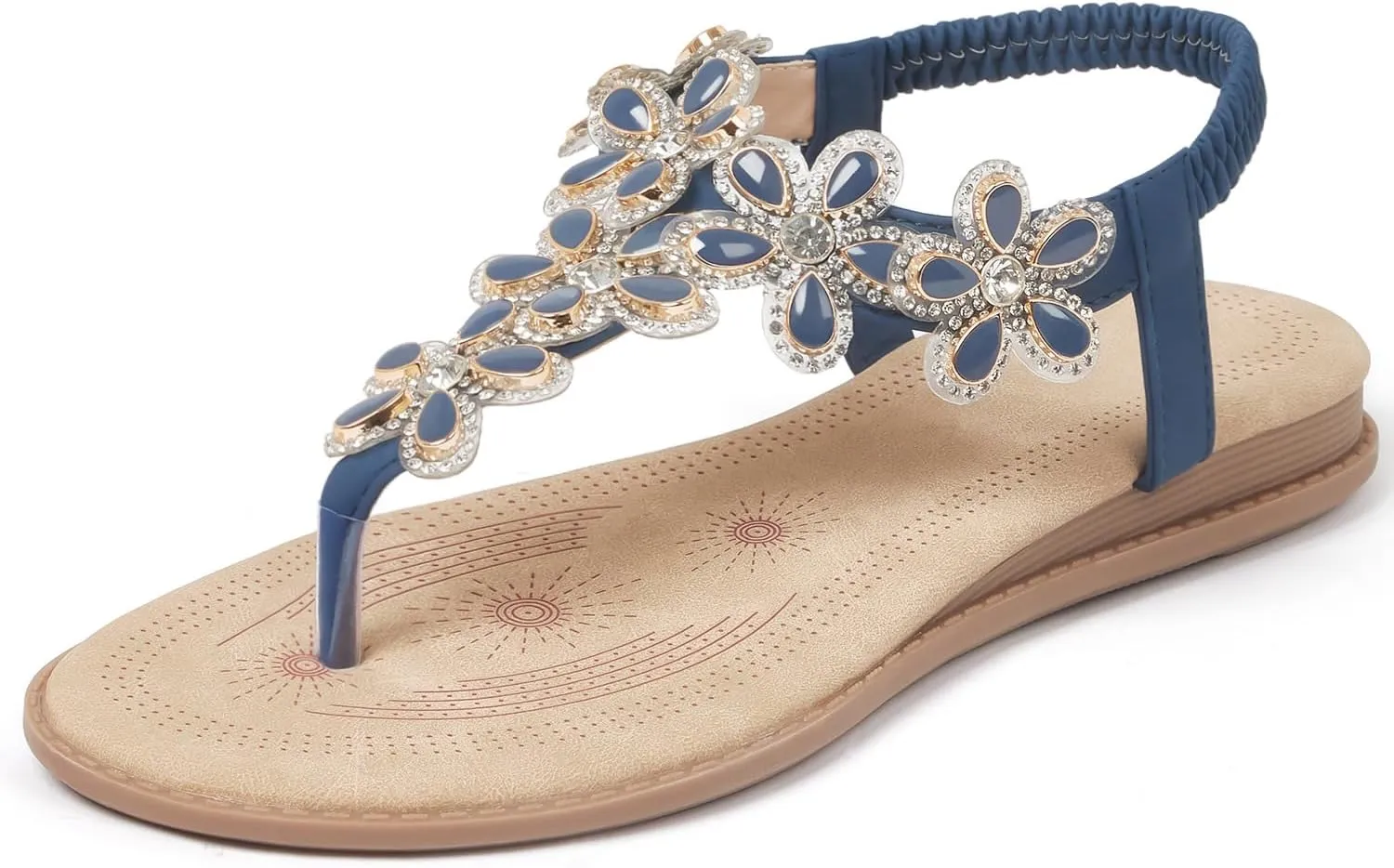 iCKER Women Sandals Rhinestone Dressy Casual Summer flat flip flops Comfortable Sandals