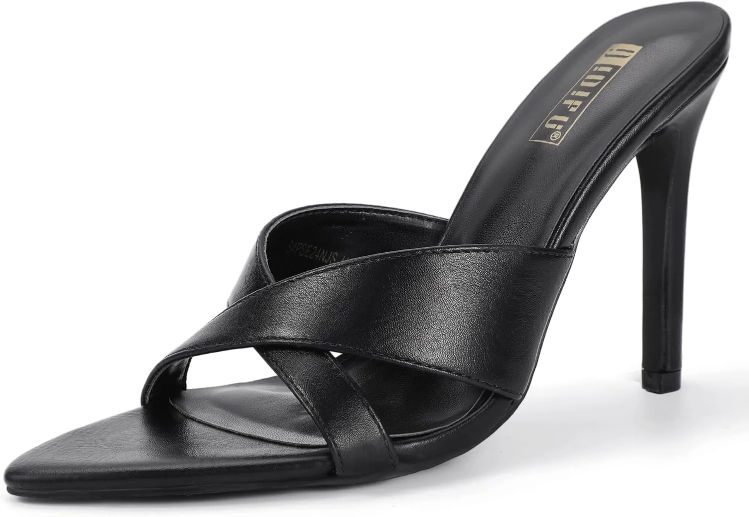 IDIFU IN4 High Heels for Women Strappy Stiletto Pointed Toe Slip On Slide Heels Comfortable Cross Strap Heel Sandals Sexy Cute Wedding Party Dress Shoes Open Toe Mule Heeled Sandals
