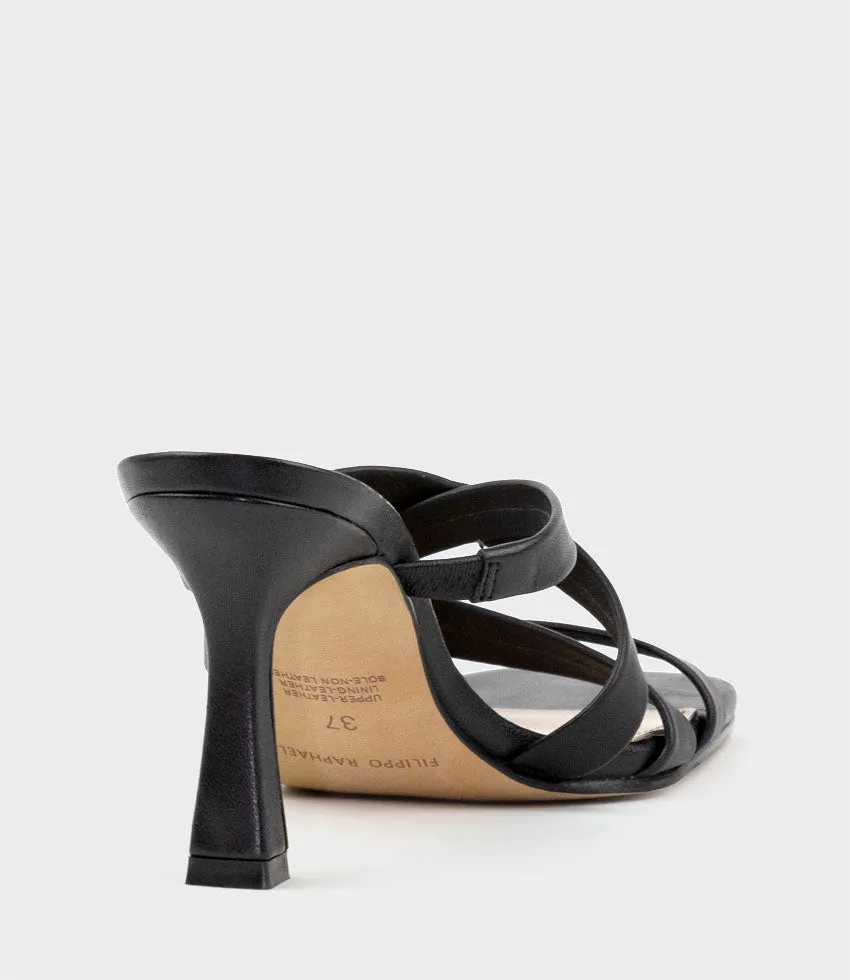 INDIE80 Square Toe Strappy Slide in Black