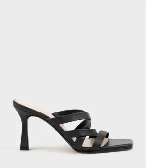 INDIE80 Square Toe Strappy Slide in Black