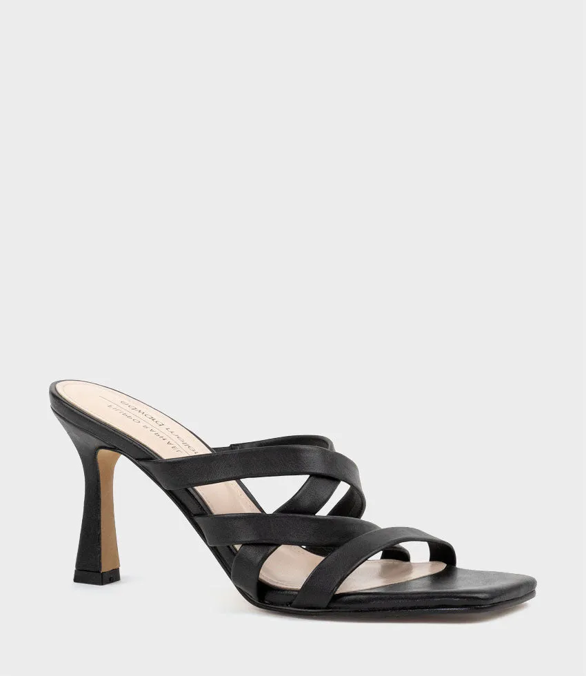 INDIE80 Square Toe Strappy Slide in Black