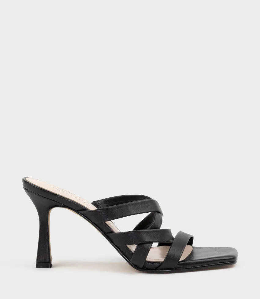 INDIE80 Square Toe Strappy Slide in Black
