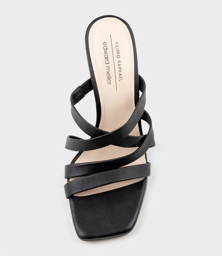 INDIE80 Square Toe Strappy Slide in Black
