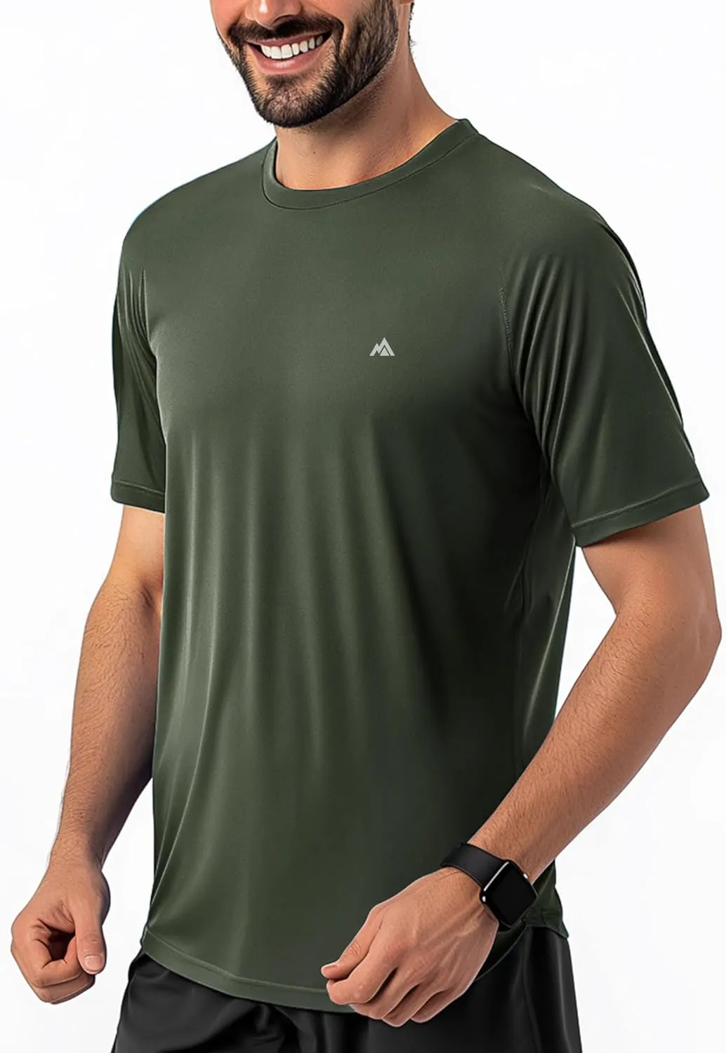Instant Cooling Quick Dry Workout Shirt for Men Coolmax Moisture Wicking Performance Crew Neck Running Comfort