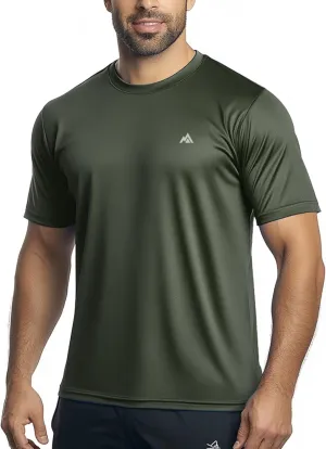 Instant Cooling Quick Dry Workout Shirt for Men Coolmax Moisture Wicking Performance Crew Neck Running Comfort