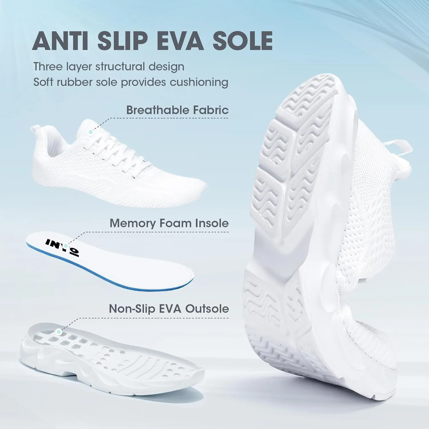 INYO Men Walking Shoes Lightweight Breathable Tennis Shoes Gym Fitness Casual Sneaker Jogging Outdoor Sport Running Shoes
